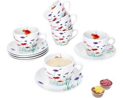 MamboCat Set van 6 MARIE porseleinen koffie kop en schotel 6 personen
