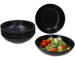 MamboCat Set van 6 Panther soepborden 20cm mat zwart steengoed