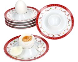 MamboCat Set van 6 porseleinen Christmas Dream eierdopjes met dienblad voor 6 personen
