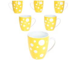 MamboCat Set van 6 PULA GEEL porseleinen koffiemokken voor 6 personen