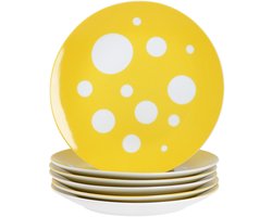 MamboCat Set van 6 PULA GEEL taartborden porselein voor 6 personen
