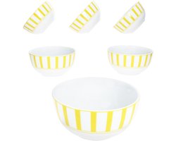 MamboCat Set van 6 SPLIT GEEL porseleinen graankommen voor 6 personen