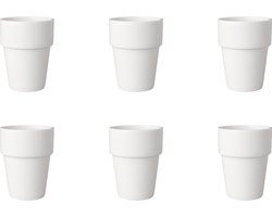 Mammoet - Budgetline - Beker - Mok - 6 stuks - 19 cl - Wit - Porselein - Melkbeker