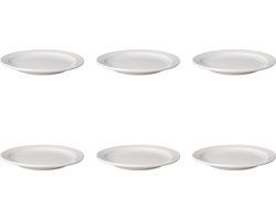 Mammoet - Budgetline - Bord - Smalle rand - 6 stuks - ø 21 cm - Wit - Porselein
