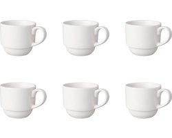 Mammoet - Koffiekop breed - Budgetline - 20 cl - Wit - Porselein - 6 stuks