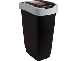 Mammoet - Prullenbak - Draaideksel - Titan - 50 L - 29,5 x 39,5 x 56,5 cm - Zwart - Kunststof - Afvalbak