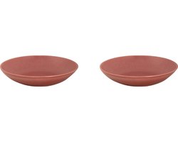 Mammoet - Spirit - Bord diep - Pastabord - 2 stuks - ø 21,5 cm - Rood - Stoneware - Bordenset