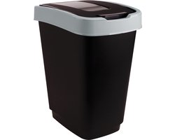 Mammoet - Titan - Prullenbak - Draaideksel - 25 L - 25,6 x 33,4 x 46,2 cm - Zwart - Kunststof - Afvalbak
