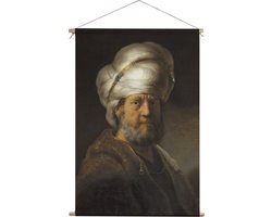 Man in oosterse kleding | Rembrandt van Rijn | 1635  | Kunst | Textieldoek | Textielposter | Wanddecoratie | 60CM x 90CM” | Schilderij
