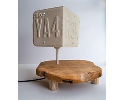 Mancave Store - Tafellamp Wood Cube - Wit