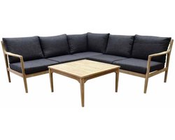 Manchester hoek loungeset 4-delig acacia zwart