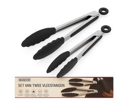 Mancor Vleestang Voor in de Keuken Keukentang Serveertang BBQ Tang Accesoires Barbecuetang - Grilltang - Siliconen – Set van 2