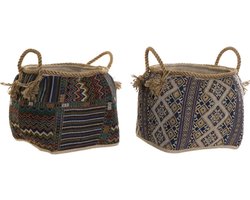 Mand DKD Home Decor Katoen Natuurlijke Vezel (30 x 30 x 30 cm) (2 Stuks)