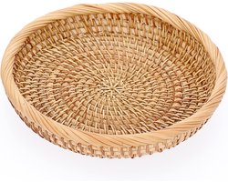 Mand - Fruitmand - Opbergmand - Tafelmand - Dienblad - Geschikt voor snoep en snacks - Ronde bureau-organizer voor diverse spullen - Geschikt voor thuis, restaurant en bakkerij - 19 cm * 3 cm