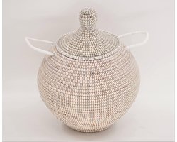 Mand met deksel - Large - Malikane mand - Handgewoven -natuurlijk