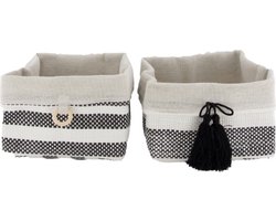 Mand stof 18x18x12cm wit/zwart set a 2