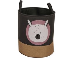 Mand voor kinderkamer - Opbergmand speelgoed - Voor knuffels - Teddybeer - Wasmand met handvatten - Wasmand voor Kinderkamer of Babykamer - Canvas - met leuke opdruk - Opbergzak Speelgoed - Cadeau Baby of Kinder Kamer