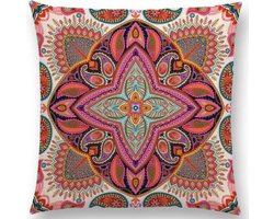 Mandala kussenhoes Orange Flower – DUBBELZIJDIG BEDRUKT - Soft Touch – 45x45 cm