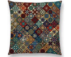 Mandala kussenhoes Warm Square. – DUBBELZIJDIG BEDRUKT - Soft Touch. – 45x45 cm