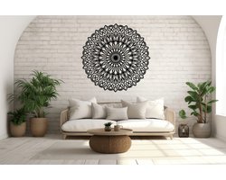 Mandala muurdecoratie - Wanddecoratie - Deco - Zwart - Hout - Decoratie - Art - Muurdecoratie - Line art - Wall art - Wandborden - Bohemian - kerst - kerstcadeau - wandecoratie woonkamer - kerstgeschenk - Moederdag cadeautje - Moederdag - Sinterklaas