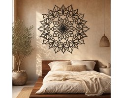 Mandala - Muurdecoratie - Wanddecoratie - Muurdecoratie woonkamer - Schilderij - Muurdecoratie slaapkamer - Industrieel - Wanddecoratie hout natuurlijk - Wandcirkel - Wanddecoratie buiten - Wanddecoratie tuin - Wanddecoratie rond - Slaapkamer