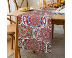 Mandala patroon tafelloper boho-stijl - boho tafelloper bont ornament commode tafelloper voor restaurants, bruiloften, tafelkleden, tuintafel van linnen katoen - 33 x 183 cm