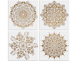 Mandala-sjablonenset, herbruikbaar, bloemen, tekenen, schildersjablonen, doe-het-zelf mandala stippenschilderij, sjabloon benodigdheden voor muur, hout, tegels, vloer, decoratie