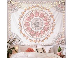 Mandala Tapestry Esthetisch, Boho Wandtapijten Wandkleden, Donker Rose Bloemen Medaillon Tapijten, Boheemse Muur Art Hippie Decor voor Slaapkamer Woonkamer Plafond
