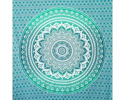 Mandala Tapestry – Natural – 100% Cotton Aesthetic Multipurpose – Wall Towel / Beach Towel XXL – Wall Decoration Living Room Decoration Bedroom – Turquoise, 210 x 230 cm