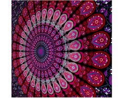 Mandala Wandkleed - Boheemse Muurdecoratie - Woonkamer Aankleden - Handgemaakt Indiaas Ontwerp - Queen Size - Paars