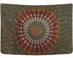 Mandala Wandkleed - Gouden Bloemenprint - Polyester Slaapkamerdecor - Indoor & Outdoor - Iedereen - Stijl 2 - 1 Stuk