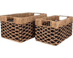 Manden Salar - set van 2 - zeegras - House Nordic - Manden - Bruin; Zwart - Raffia - Manden -