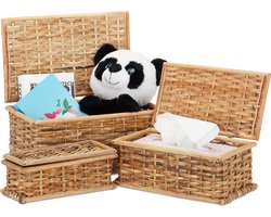 manden set van 3 - rotan - met deksel - gevlochten - 10 l - speelgoed
