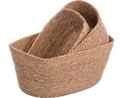 Manden van zeegras, set van 3, 34 cm, 30 cm en 25 cm, opslag, orde, decoratieve mand, gevlochten - natuurlijke kleuren