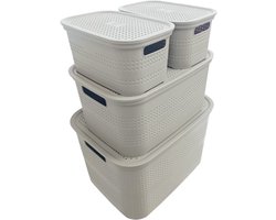 Mandenset 4-delig - Keukenorganiser - Opbergmanden - Opbergboxen - Grijs