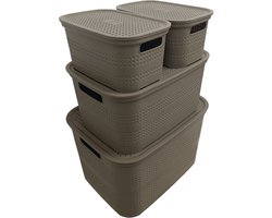 Mandenset 4-delig - Keukenorganizer - Opbergmanden - Opbergboxen - Taupe