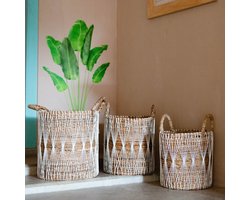 MANDURO Boho Was-, Plant- & Opbergmand – Bananenvezel (3 Maten)