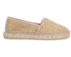 Manfield - Dames - Beige gevlochten raffia espadrilles - Maat 38