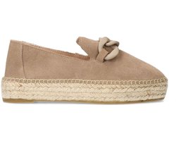 Manfield - Dames - Taupe suède espadrilles met chain - Maat 38