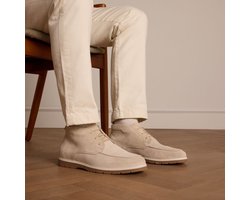 Manfield - Heren - Beige suède veterboots - Maat 41