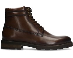 Manfield - Heren - Bruine leren veterboots - Maat 45