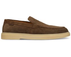 Manfield - Heren - Bruine suède loafers - Maat 46