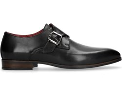 Manfield - Heren - Zwarte leren gespschoenen - Maat 43