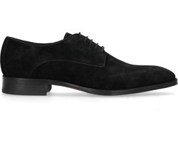Manfield - Heren - Zwarte suède veterschoenen - Maat 46