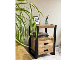 Mangohout nachtkastje 2 lades 50x40x70 LBH