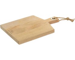 Mangohout Snijplank - Presenteerplan - Lederen Handvat - Tapas - Kaas - Dikte 4 cm - 28x18 cm - Klein