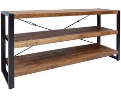 Mangohouten Boekenkast Britt 150 cm Laag Mahom Industrieel - Vitrinekast van Mangohout & Metaal - Industriële Buffetkast