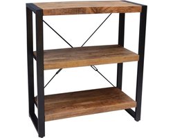 Mangohouten Boekenkast Britt 90 cm Mahom Industrieel - Vitrinekast van Mangohout & Metaal - Industriële Buffetkast