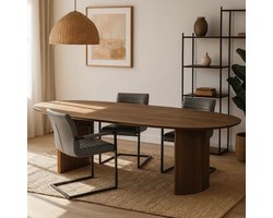 Mangohouten Eettafel Chiara 260x120 cm Walnoot Mahom Industrieel - Dinertafel van Mangohout & Metaal - Industriële Eettafel