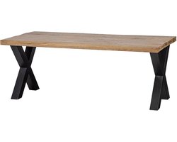 Mangohouten Eettafel Columbus Rechthoek 180x100 cm (6cm) Mahom Industrieel - Dinertafel van Mangohout & Metaal - Industriële Eettafel